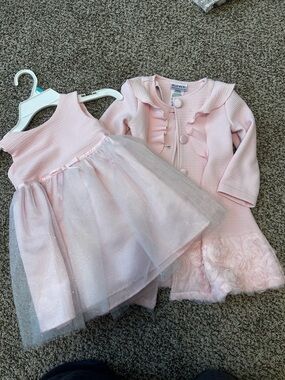 Blueberi Boulevard Light Pink Tulle Dress with Ruffle Jacket